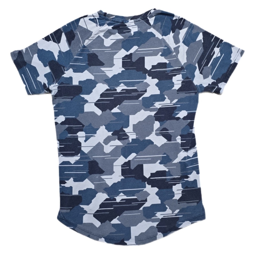 Gymshark Shirt Mens M Blue Camo Short Sleeve Athletic Tee Gym Training Spellout - Picture 2 of 12